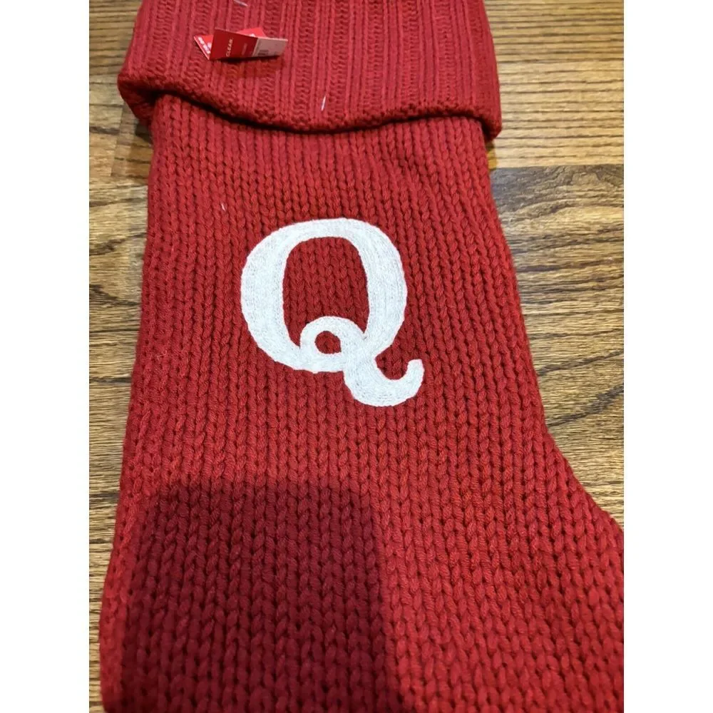 Wondershop Target Christmas Stocking Red Cable‎ Knit Letter Q Monogram 18